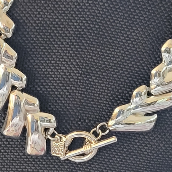 Vintage Ann Klein Silver Chevron Neclace - Statement Piece - Chevron - Picture 3 of 14
